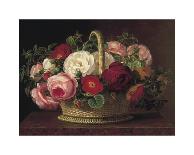 Roses in a Basket on a Ledge-John Laurents Jensen-Premium Giclee Print