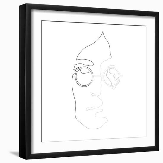 John Lennon Line Drawing-Logan Huxley-Framed Art Print