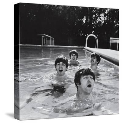 Paul McCartney, George Harrison, John Lennon and Ringo Starr Taking a Dip in a Swimming Pool