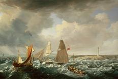 A Schooner of the Royal Yacht Squadron off the Eddystone Lighthouse, 1831-John Lynn-Giclee Print