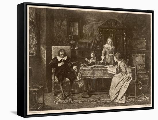 John Milton, Blind in Old Age, Dictates 'Paradise Lost' to His Three Daughters-null-Framed Stretched Canvas