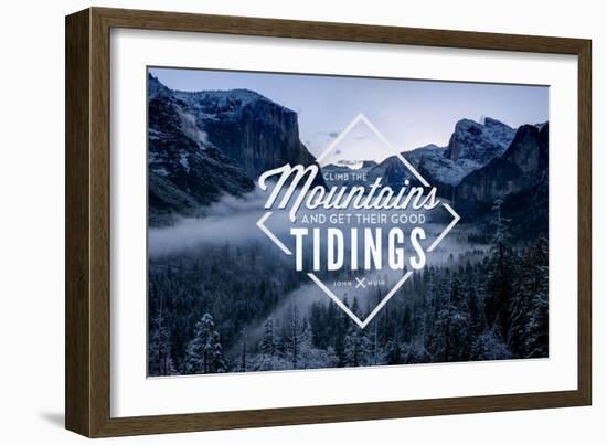 John Muir - Climb the Mountains Good Tidings-Lantern Press-Framed Art Print