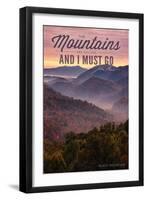 John Muir - the Mountains are Calling - Black Mountain - Sunset-Lantern Press-Framed Art Print