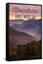 John Muir - the Mountains are Calling - Black Mountain - Sunset-Lantern Press-Framed Stretched Canvas