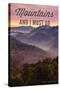 John Muir - the Mountains are Calling - Black Mountain - Sunset-Lantern Press-Stretched Canvas