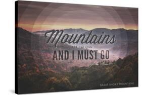 John Muir - the Mountains are Calling - Great Smoky Mountains - Sunset - Circle-Lantern Press-Stretched Canvas