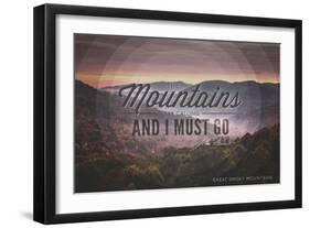 John Muir - the Mountains are Calling - Great Smoky Mountains - Sunset - Circle-Lantern Press-Framed Art Print