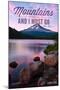 John Muir - the Mountains are Calling - Mt. Hood, Oregon - Purple Sunset and Peak-Lantern Press-Mounted Art Print