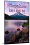 John Muir - the Mountains are Calling - Mt. Hood, Oregon - Purple Sunset and Peak-Lantern Press-Mounted Art Print