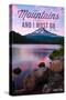 John Muir - the Mountains are Calling - Mt. Hood, Oregon - Purple Sunset and Peak-Lantern Press-Stretched Canvas