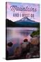 John Muir - the Mountains are Calling - Mt. Hood, Oregon - Purple Sunset and Peak-Lantern Press-Stretched Canvas