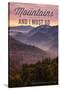 John Muir - the Mountains are Calling - North Georgia Mountains - Sunset-Lantern Press-Stretched Canvas
