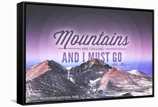 John Muir - the Mountains are Calling - Rocky Mountain National Park - Sunset - Circle-Lantern Press-Framed Stretched Canvas