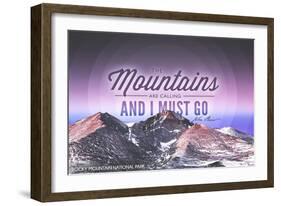 John Muir - the Mountains are Calling - Rocky Mountain National Park - Sunset - Circle-Lantern Press-Framed Art Print