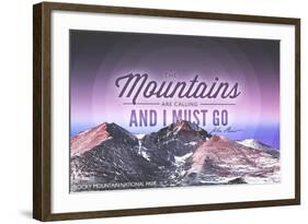 John Muir - the Mountains are Calling - Rocky Mountain National Park - Sunset - Circle-Lantern Press-Framed Art Print