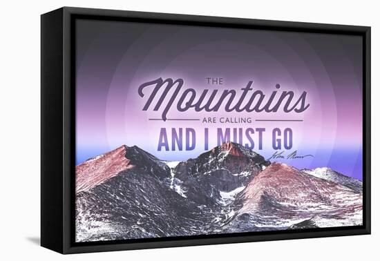 John Muir - the Mountains are Calling - Rocky Mountains (Quote Only) - Sunset - Circle-Lantern Press-Framed Stretched Canvas