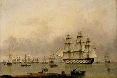 H.M.S. Queen Sailing out of Portsmouth Harbour-John Of Hull Ward-Giclee Print