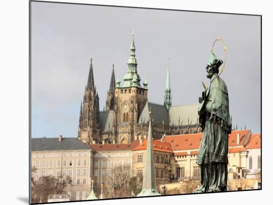 John of Nepomuk Statue on Charles Bridge, UNESCO World Heritage Site, Prague, Czech Republic-Godong-Mounted Photographic Print