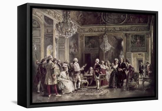 John Paul Jones and Benjamin Franklin at Louis XVI's Court-Jean Leon Gerome Ferris-Framed Stretched Canvas