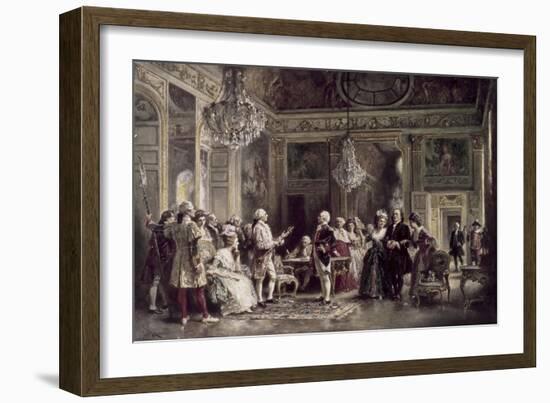 John Paul Jones and Benjamin Franklin at Louis XVI's Court-Jean Leon Gerome Ferris-Framed Giclee Print