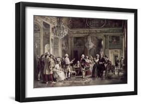 John Paul Jones and Benjamin Franklin at Louis XVI's Court-Jean Leon Gerome Ferris-Framed Giclee Print