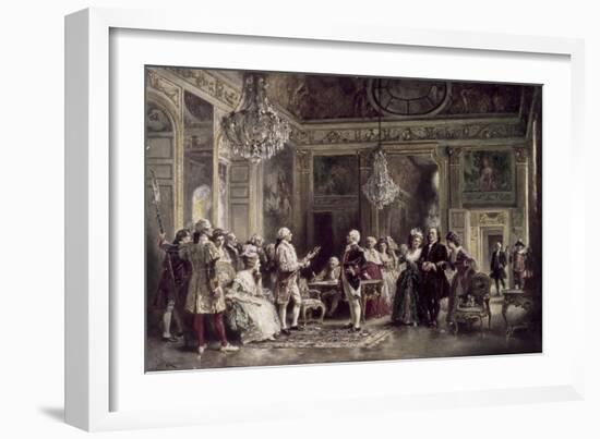 John Paul Jones and Benjamin Franklin at Louis XVI's Court-Jean Leon Gerome Ferris-Framed Giclee Print