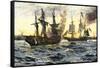 John Paul Jones in Command of the Ranger in Battle with the British Ship Drake-null-Framed Stretched Canvas