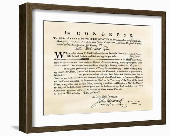 John Paul Jones's Commission as Captain in the Us Navy, from the Congress, 1776-null-Framed Giclee Print