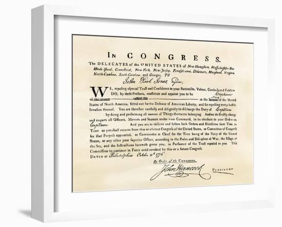 John Paul Jones's Commission as Captain in the Us Navy, from the Congress, 1776-null-Framed Giclee Print