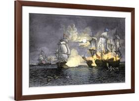 John Paul Jones's Ship, Bon Homme Richard, Defeating the British Serapis, c.1779-null-Framed Giclee Print