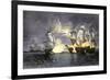 John Paul Jones's Ship, Bon Homme Richard, Defeating the British Serapis, c.1779-null-Framed Giclee Print