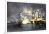 John Paul Jones's Ship, Bon Homme Richard, Defeating the British Serapis, c.1779-null-Framed Giclee Print