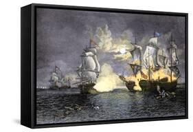 John Paul Jones's Ship, Bon Homme Richard, Defeating the British Serapis, c.1779-null-Framed Stretched Canvas