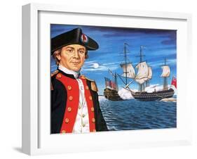 John Paul Jones, with His Ship Flying the Flag of the Rebellious Colonists of North America-John Keay-Framed Giclee Print