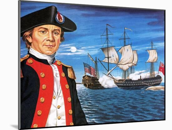 John Paul Jones, with His Ship Flying the Flag of the Rebellious Colonists of North America-John Keay-Mounted Giclee Print