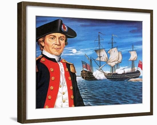 John Paul Jones, with His Ship Flying the Flag of the Rebellious Colonists of North America-John Keay-Framed Giclee Print