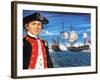 John Paul Jones, with His Ship Flying the Flag of the Rebellious Colonists of North America-John Keay-Framed Giclee Print