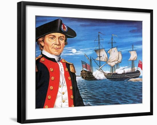 John Paul Jones, with His Ship Flying the Flag of the Rebellious Colonists of North America-John Keay-Framed Giclee Print