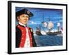 John Paul Jones, with His Ship Flying the Flag of the Rebellious Colonists of North America-John Keay-Framed Giclee Print