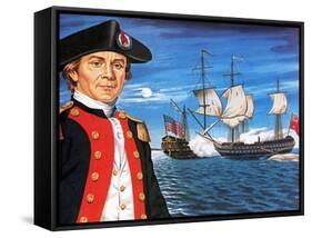 John Paul Jones, with His Ship Flying the Flag of the Rebellious Colonists of North America-John Keay-Framed Stretched Canvas