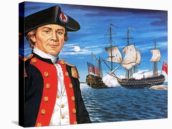 John Paul Jones, with His Ship Flying the Flag of the Rebellious Colonists of North America-John Keay-Stretched Canvas