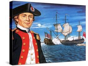 John Paul Jones, with His Ship Flying the Flag of the Rebellious Colonists of North America-John Keay-Stretched Canvas