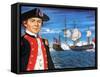John Paul Jones, with His Ship Flying the Flag of the Rebellious Colonists of North America-John Keay-Framed Stretched Canvas