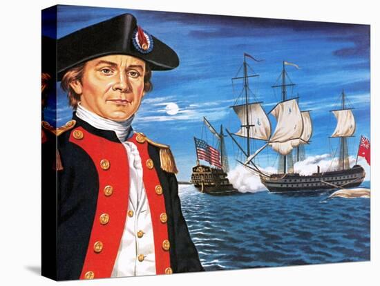 John Paul Jones, with His Ship Flying the Flag of the Rebellious Colonists of North America-John Keay-Stretched Canvas