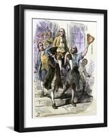 John Peter Zenger Celebrating His Acquittal after Trial for Libel, Colonial New York City, 1735-null-Framed Giclee Print