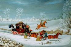 Mail Coach in the Snow-John Pollard-Framed Stretched Canvas