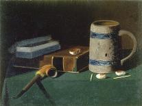 Still life with book, pipe and beer mug-John Prederick Peto-Framed Stretched Canvas