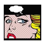 Close Up of Female Face Comic Style with Thought Bubble-John Richardson-Mounted Art Print