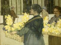 The Flowersellers, Argyle Street, Glasgow, 1915-John Smellie-Framed Stretched Canvas