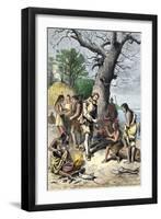 John Smith a Captive Among Native Americans of Virginia Colony, c.1600-null-Framed Giclee Print